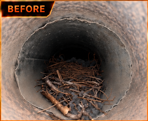 Clogged dryer vent before cleaning